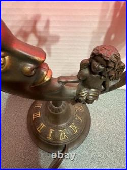 Art Deco Bronze Color Celestial Fairy Moon Stars Double Shade Lamp- Works