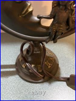 Art Deco Bronze Color Celestial Fairy Moon Stars Double Shade Lamp- Works