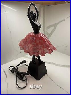 Art Deco Bronze Finish Ballerina Statue Desk Lamp With Glass Skirt Shade 17