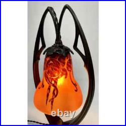 Art Deco Bronze Lamp with Le Verre Francais Shade