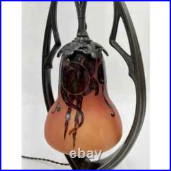 Art Deco Bronze Lamp with Le Verre Francais Shade