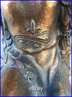 Art Deco Bronze Metal Figural Lamp/kneeling Maiden Holding Up Globe