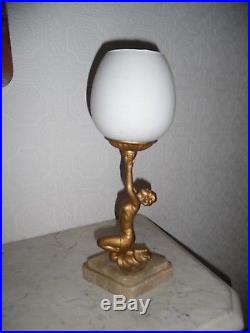 Art Deco Bronze On Spelter Nude Lady Lamp