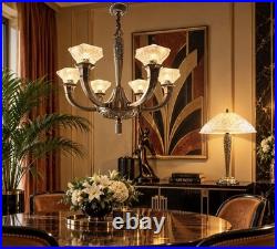 Art Deco Bronze Table Lamp Hettier Vincent Basin Pressed Glass White EJG