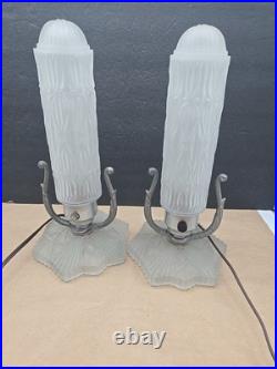 Art Deco Bullet Torpedo Skyscraper Lamps Headboard Lamp Boudoir 3 Lamp Set