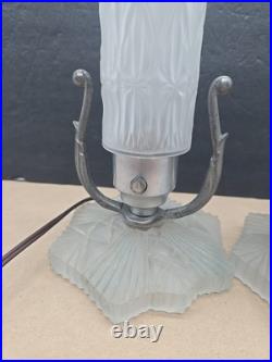 Art Deco Bullet Torpedo Skyscraper Lamps Headboard Lamp Boudoir 3 Lamp Set