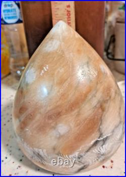Art Deco Carved Alabaster tear drop Table Lamp etched by carver & signed-Italy