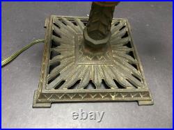 Art Deco Cast Iron LAMP Ornate Steampunk 2 Candle Arm Pull Chains Egyptian Reviv