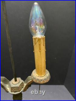 Art Deco Cast Iron LAMP Ornate Steampunk 2 Candle Arm Pull Chains Egyptian Reviv