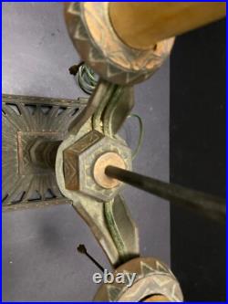 Art Deco Cast Iron LAMP Ornate Steampunk 2 Candle Arm Pull Chains Egyptian Reviv