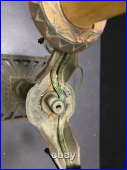 Art Deco Cast Iron LAMP Ornate Steampunk 2 Candle Arm Pull Chains Egyptian Reviv