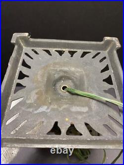 Art Deco Cast Iron LAMP Ornate Steampunk 2 Candle Arm Pull Chains Egyptian Reviv