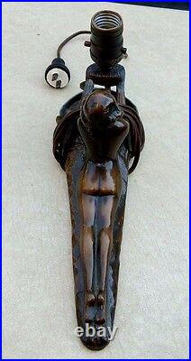 Art Deco Cast Metal Bronze Nude Table Lamp