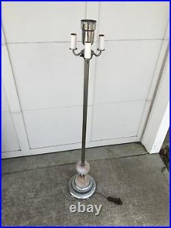 Art Deco Chrome & Glass Floor Lamp Torchiere 3 Arm /Night Light / Big Bulb