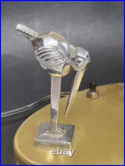 Art Deco Chrome Stork Table Lamp Skyscraper Bullet Shade vintage 1930s-50s