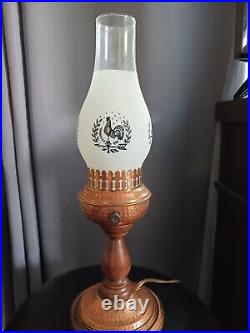 Art Deco Copper And Wood Lamp With Glass Globe. 17