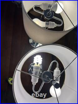 Art-Deco Crystal Ball Stacked Hi-QUALITY Table Lamps withDrum Shades & Pull Chains