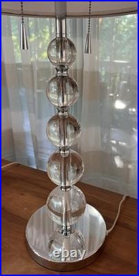 Art-Deco Crystal Ball Stacked Hi-QUALITY Table Lamps withDrum Shades & Pull Chains