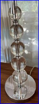 Art-Deco Crystal Ball Stacked Hi-QUALITY Table Lamps withDrum Shades & Pull Chains