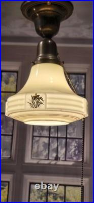 Art Deco Custard Botanical Ceiling Light Fixture Kitchen Hallway Pantry Pendant
