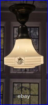 Art Deco Custard Botanical Ceiling Light Fixture Kitchen Hallway Pantry Pendant