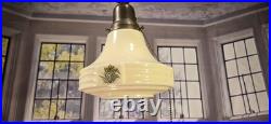 Art Deco Custard Botanical Ceiling Light Fixture Kitchen Hallway Pantry Pendant