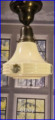 Art Deco Custard Botanical Ceiling Light Fixture Kitchen Hallway Pantry Pendant