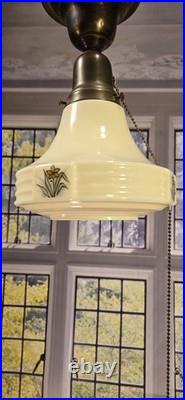 Art Deco Custard Botanical Ceiling Light Fixture Kitchen Hallway Pantry Pendant