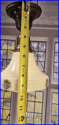 Art Deco Custard Botanical Ceiling Light Fixture Kitchen Hallway Pantry Pendant