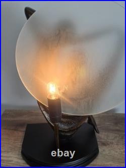 Art Deco Dancer Bronze Lady Figure Lamp Glass Shade VG Condition