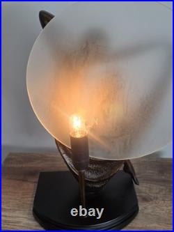 Art Deco Dancer Bronze Lady Figure Lamp Glass Shade VG Condition