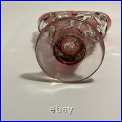 Art Deco Dancing Nymph Pattern Ruby Flash Glass Fan Vase Vintage Lamp & Glass Co