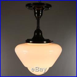 Art Deco Decken Lampe Glas Schirm Leuchte Vintage Bauhaus Lamp 30er 40er Jahre