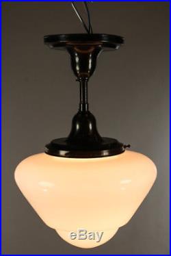 Art Deco Decken Lampe Glas Schirm Leuchte Vintage Bauhaus Lamp 30er 40er Jahre