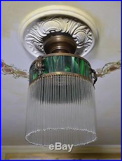 Art Deco Deckenlampe Hängelampe Lampe Glas 30er Leuchte 40er Jahre Messing Bauh