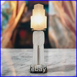 Art Deco Design Table Lamp Glass Tower Unique Skyscraper
