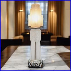 Art Deco Design Table Lamp Glass Tower Unique Skyscraper