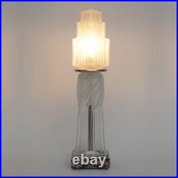 Art Deco Design Table Lamp Glass Tower Unique Skyscraper