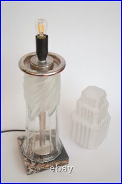 Art Deco Design Table Lamp Glass Tower Unique Skyscraper