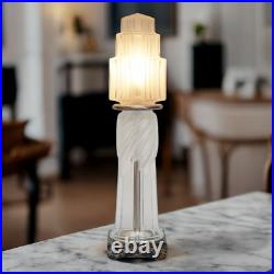 Art Deco Design Table Lamp Glass Tower Unique Skyscraper
