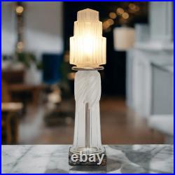 Art Deco Design Table Lamp Glass Tower Unique Skyscraper