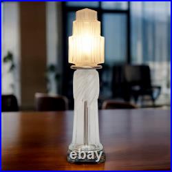 Art Deco Design Table Lamp Glass Tower Unique Skyscraper