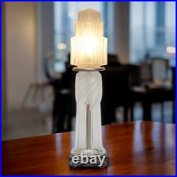 Art Deco Design Table Lamp Glass Tower Unique Skyscraper