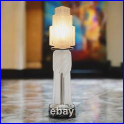 Art Deco Design Table Lamp Glass Tower Unique Skyscraper