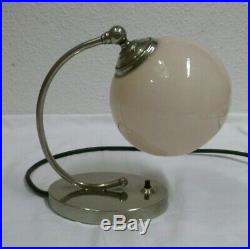 Art Deco Designer Tischleuchte Bauhaus Stehlampe Nickel Glas Lampe lamp