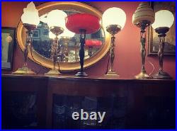 Art Deco Diana Lamp with Flame Glass Shade