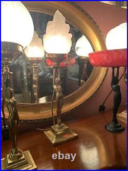 Art Deco Diana Lamp with Flame Glass Shade