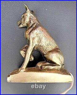 Art Deco Dog German Shepherd Statue Lamp Night Light Antique Original Metal 6