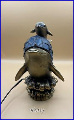 Art Deco Dolphin Stain Glass Lamp. Works Well