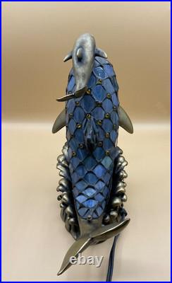 Art Deco Dolphin Stain Glass Lamp. Works Well